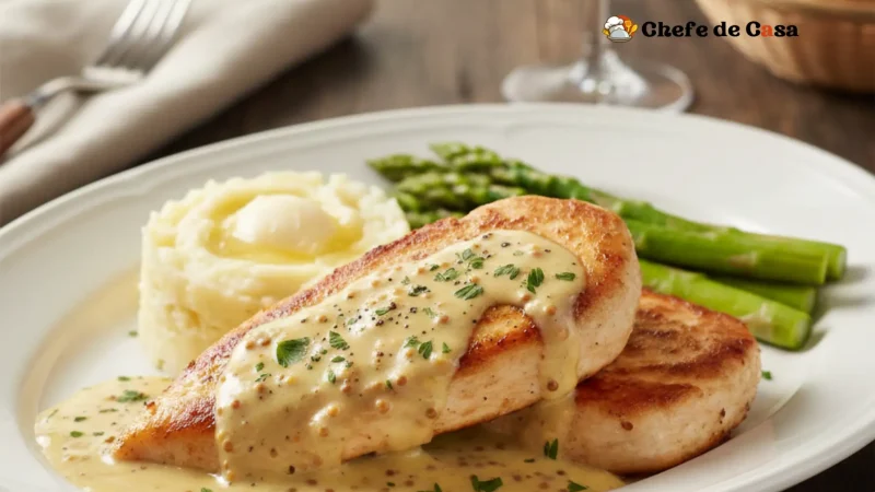 Filé de frango ao molho de mostarda cremoso e fácil de preparar