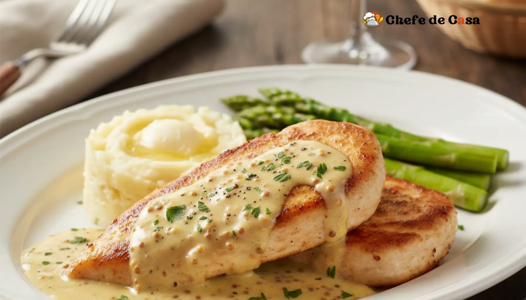 Filé de frango ao molho de mostarda cremoso e fácil de preparar