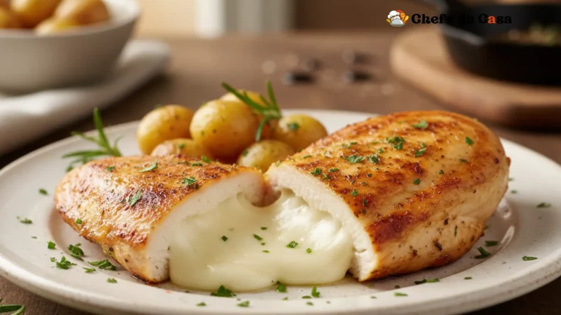 Receita de frango recheado com mussarela cremoso e fácil para o dia a dia
