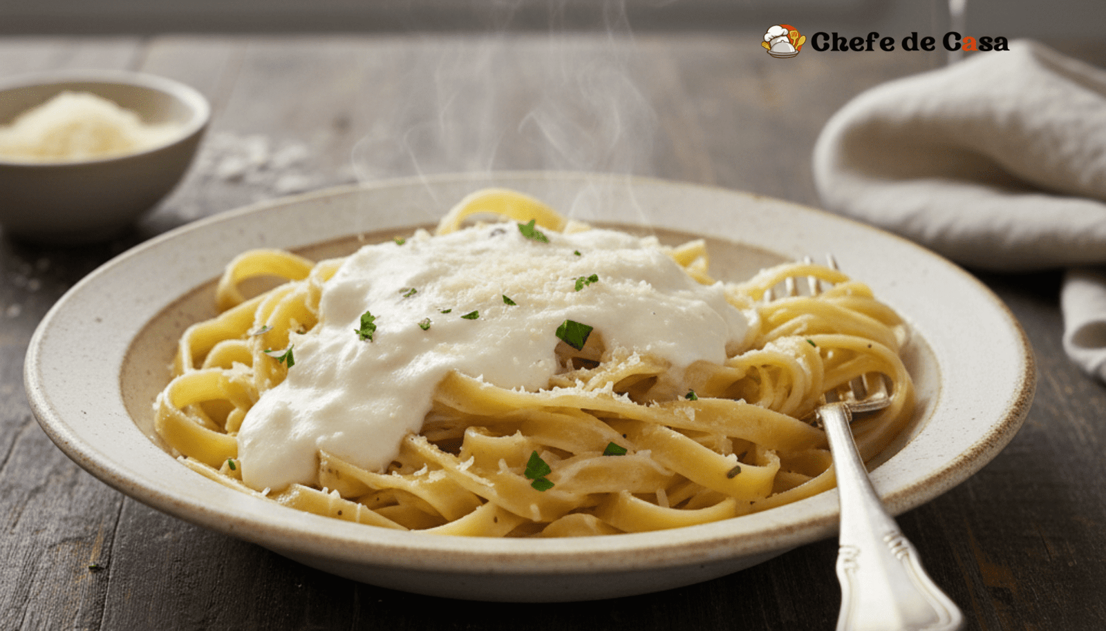 Macarrão ao molho branco fácil