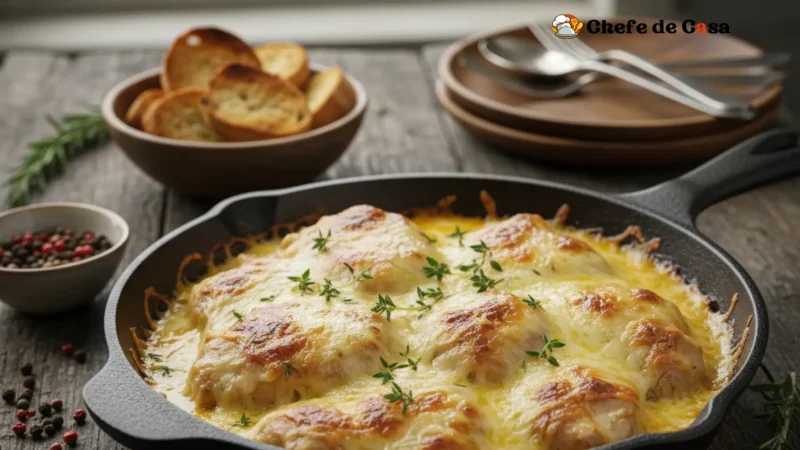 Frango com maionese e queijo cremoso e fácil para o dia a dia